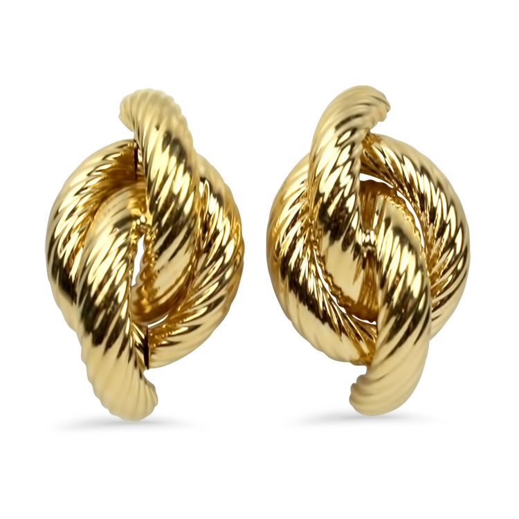 Estate 14k Yellow Gold Braided Twist Stud Earrings – Springer's