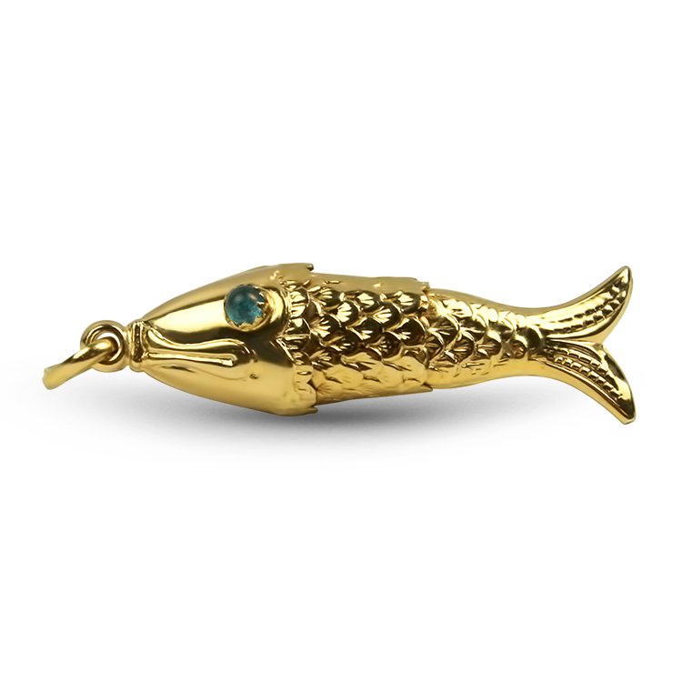 Estate 14K Yellow Gold Flexible Fish Charm