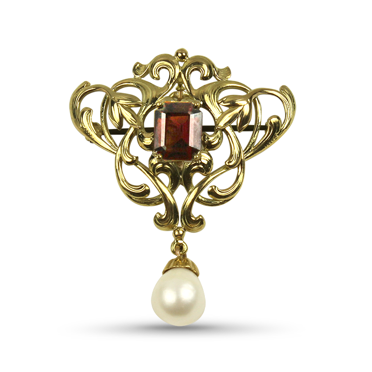 Victorian Gold Garnet Pearls hotsell Brooch