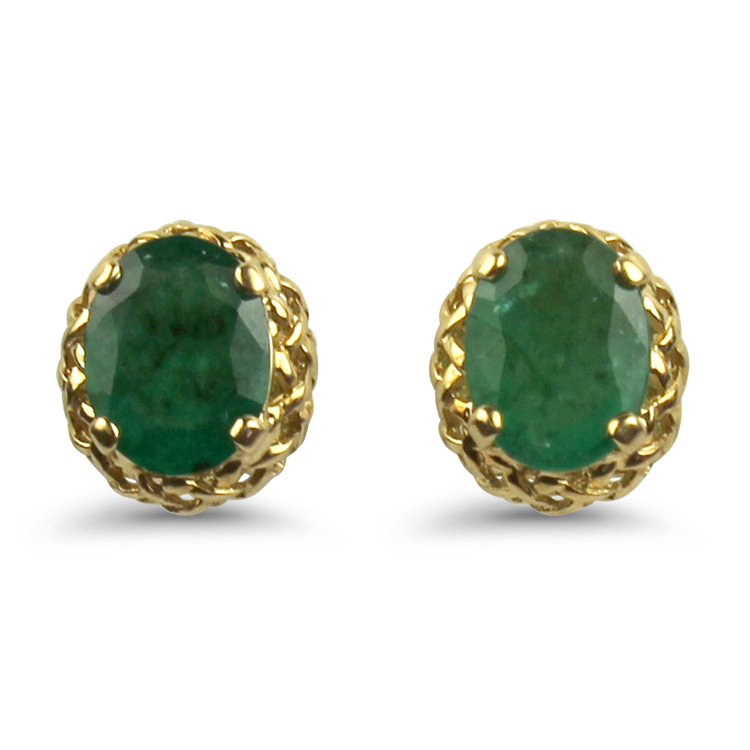 Vintage Solid outlet 14k Gold Green Stone Circle Earrings Doorknocker