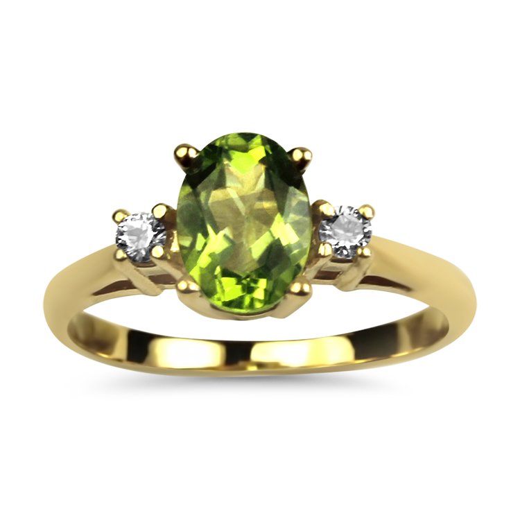 Ring 14kt newest yellow gold peridot ring with diamonds