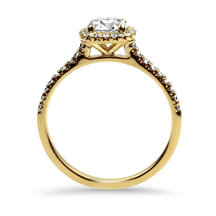 Estate 18k Yellow Gold Diamond Halo Engagement Ring