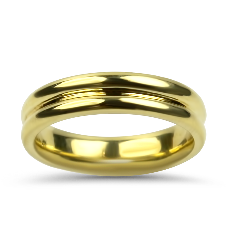 Estate 18k Yellow Gold Ridged Band Springer s