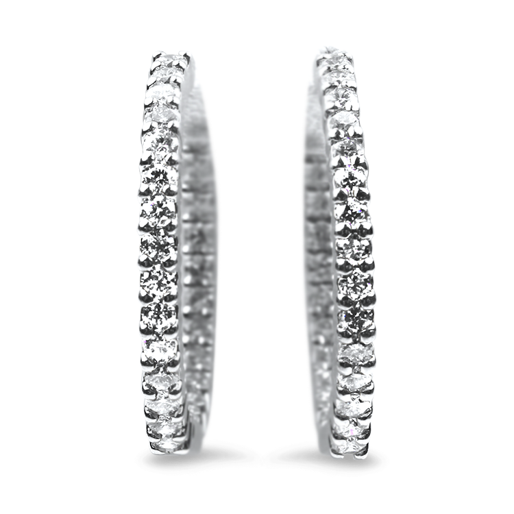 Roberto Coin Estate 18k White Gold Diamond Hoop Earrings Springer s