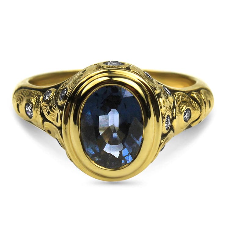 Alex Sepkus 18k Yellow Gold Blue Spinel and Diamond Emma Ring