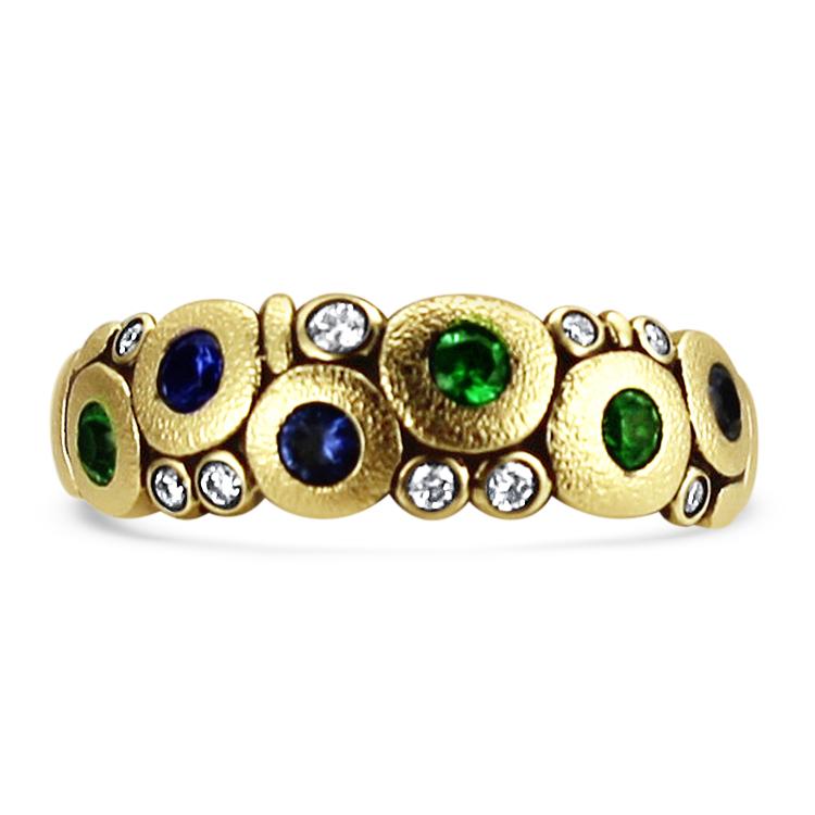 Alex Sepkus 18k Yellow Gold Candy Sapphire & Tsavorite Ring