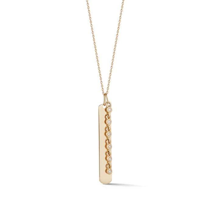 Dana Rebecca designs 14k yellow gold Diamond offers bar necklace