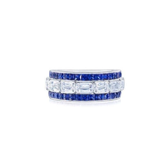 Tiffany & Co. Channel Set Diamond & Blue Sapphire Bracelet