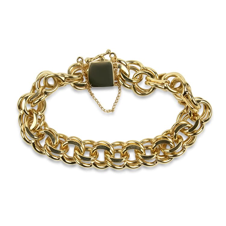 Rounded Box Link Chain Bracelet in 14K Gold - Yellow Gold
