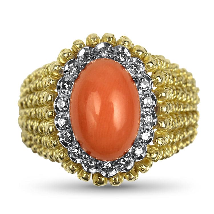 Gold coral sales ring designs