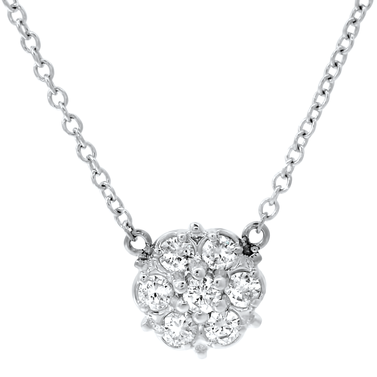 1870 Collection Necklaces and Pendants 1870 Collection 14k White Gold Floral Diamond Fixed Pendant Necklace