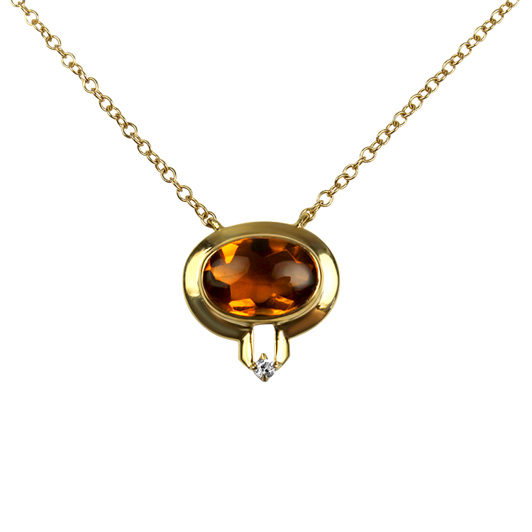 1870 Collection Necklaces and Pendants 1870 Collection 14k Yellow Gold Citrine Cabochon & Diamond Necklace