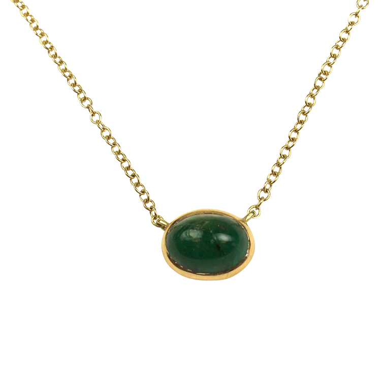 1870 Collection Necklaces and Pendants 1870 Collection 14k Yellow Gold Emerald Cabochon Necklace