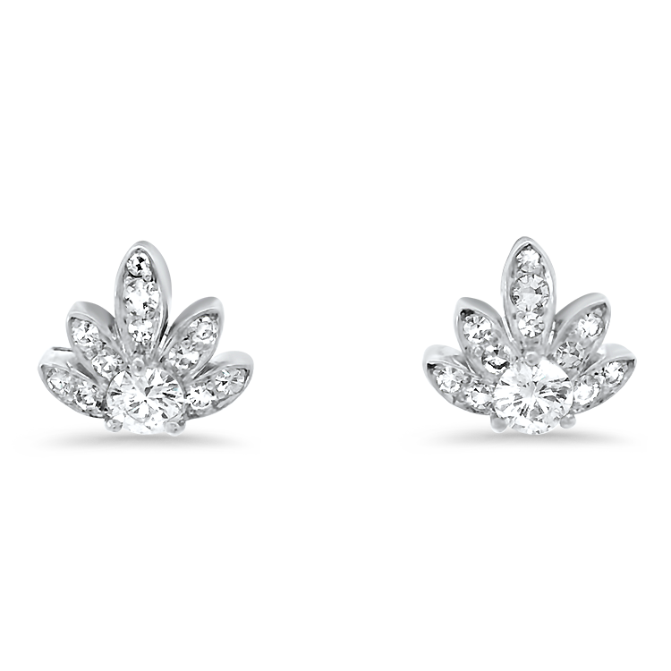 1870 Collection Earring 1870 Collection Platinum and Diamond Palm Array Earrings - 0.56ctw