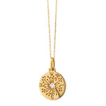 Monica Rich Kosann Necklaces and Pendants Monica Rich Kosann 18K Yellow Gold Round Wish Intaglio Charm with Dandelion and Princess Cut Diamond