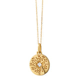 Monica Rich Kosann Necklaces and Pendants Monica Rich Kosann 18K Yellow Gold Round Wish Intaglio Charm with Dandelion and Princess Cut Diamond