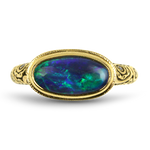 Alex Sepkus Ring 18k Yellow Gold Alex Sepkus Black Opal and Diamond "Parts" Collection Ring