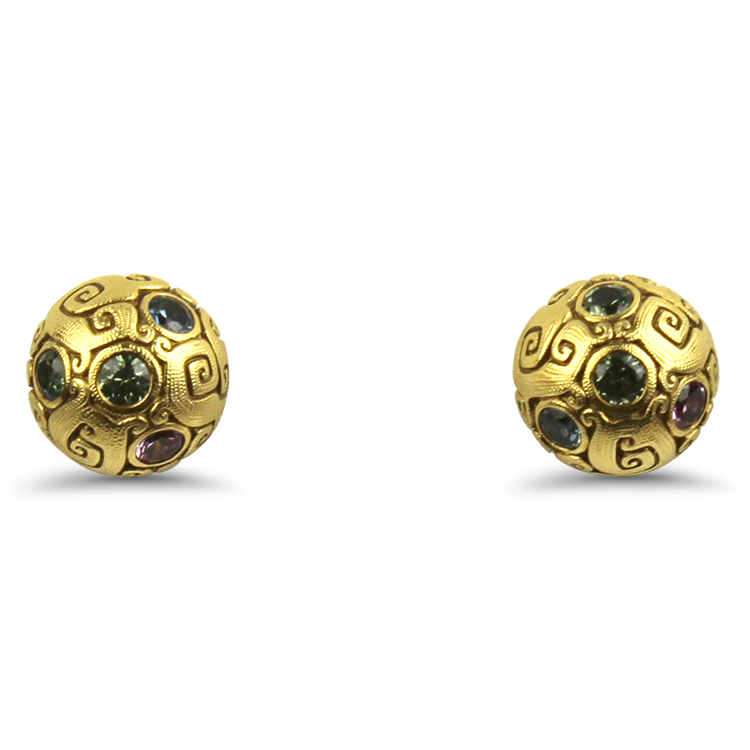 Alex Sepkus Earrings Estate 18k Yellow Gold Alex Sepkus J's Garden Sapphire Stud Earrings