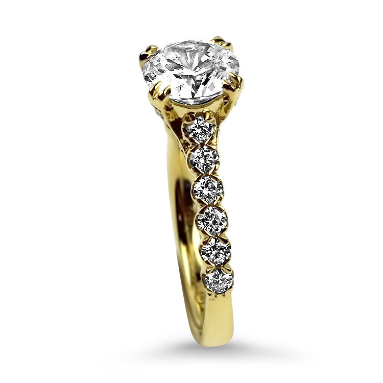 Christopher Designs Bridal Engagement Ring 18k Yellow Gold Christopher Designs Round Engagement Ring Style Mounting 6.5