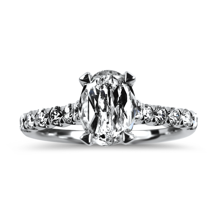 Christopher Designs Bridal Engagement Ring Christopher Designs 14k White Gold Crisscut L'Amour Oval Diamond Solitaire Engagement Ring 6.5