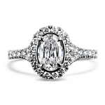 Christopher Designs Bridal Engagement Ring Christopher Designs 14k White Gold L'Amour Crisscut Oval Diamond Halo Engagement Ring 6.25