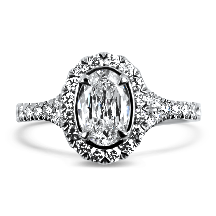 Christopher Designs Bridal Engagement Ring Christopher Designs 14k White Gold L'Amour Crisscut Oval Diamond Halo Engagement Ring 6.25