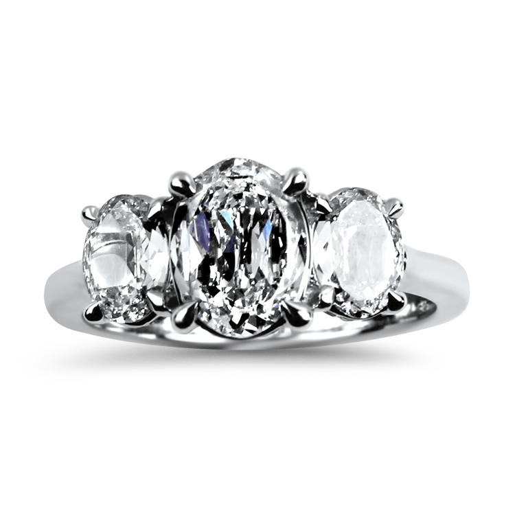 Christopher Designs Bridal Engagement Ring Christopher Designs 18k White Gold Oval Diamond Three-Stone Engagement Ring 6.25