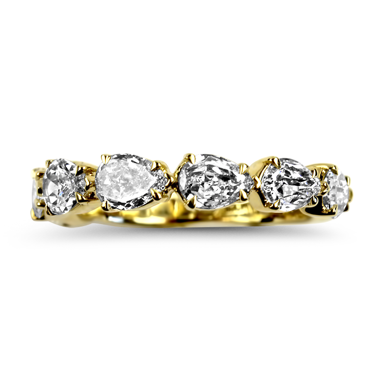 Christopher Designs Bridal Wedding Band Christopher Designs 18k Yellow Gold L'Amour Pear Cut Diamond Band 6.5