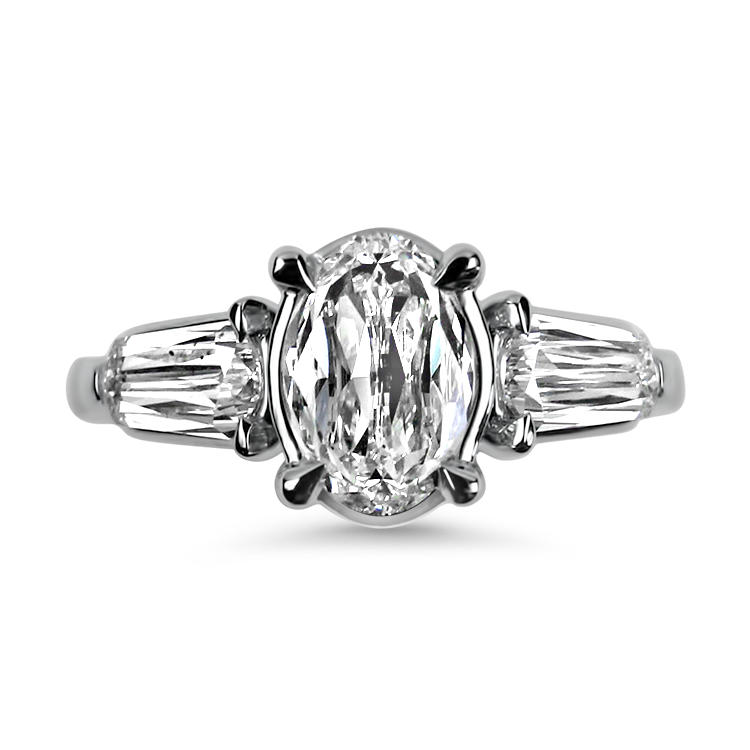 Christopher Designs Bridal Engagement Ring Christopher Designs Platinum Oval Diamond Three-Stone Engagement Ring 6.25