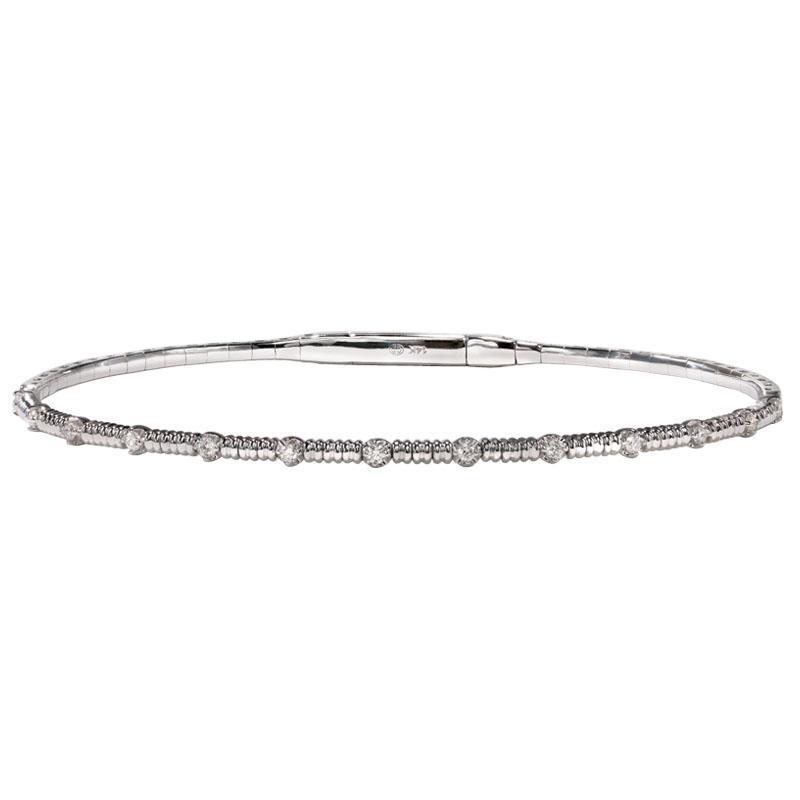 Christopher Designs Bracelet Christopher Designs 14K White Gold Crisscut Diamond Station Memory Cuff Bracelet