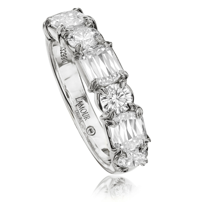 Christopher Designs Wedding Band Christopher Designs 14k White Gold Crisscut L'Amour and Round Diamond Band