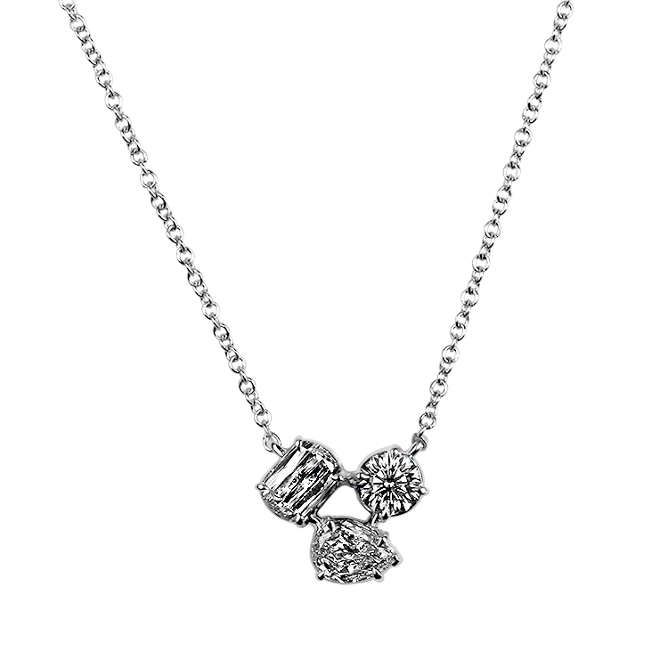 Christopher Designs Necklaces and Pendants Christopher Designs 14k White Gold Diamond Cluster Necklace