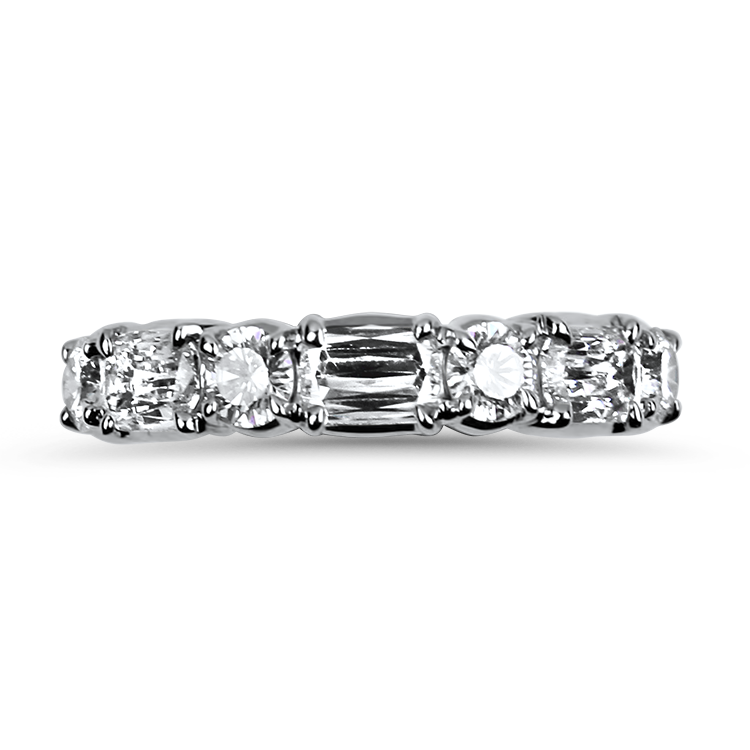 Christopher Designs Wedding Band Christopher Designs 14k White Gold L'Amour Crisscut and Round Diamond Alternating Band