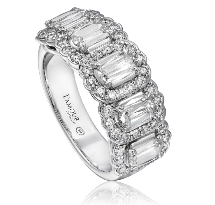 Christopher Designs Wedding Band Christopher Designs 14k White Gold L'Amour Crisscut Diamond Halo Band