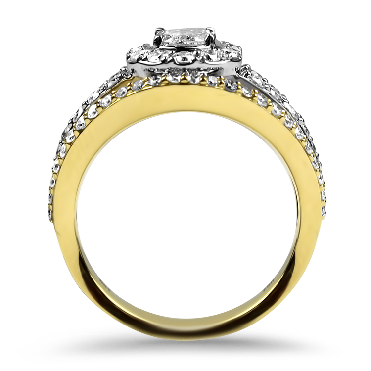 Christopher Designs Ring Christopher Designs 18k White and Yellow Gold L'amour Crisscut Diamond Ring 6.25