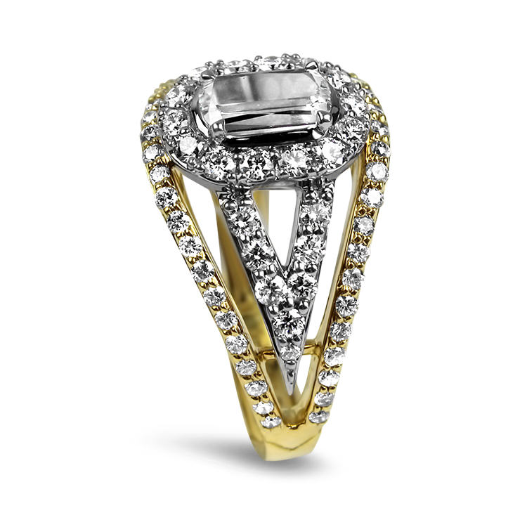 Christopher Designs Ring Christopher Designs 18k White and Yellow Gold L'amour Crisscut Diamond Ring 6.25