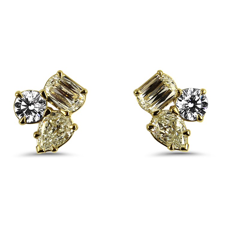 Christopher Designs Earrings Christopher Designs 18k Yellow Gold Cluster .73ct Diamond Stud Earrings