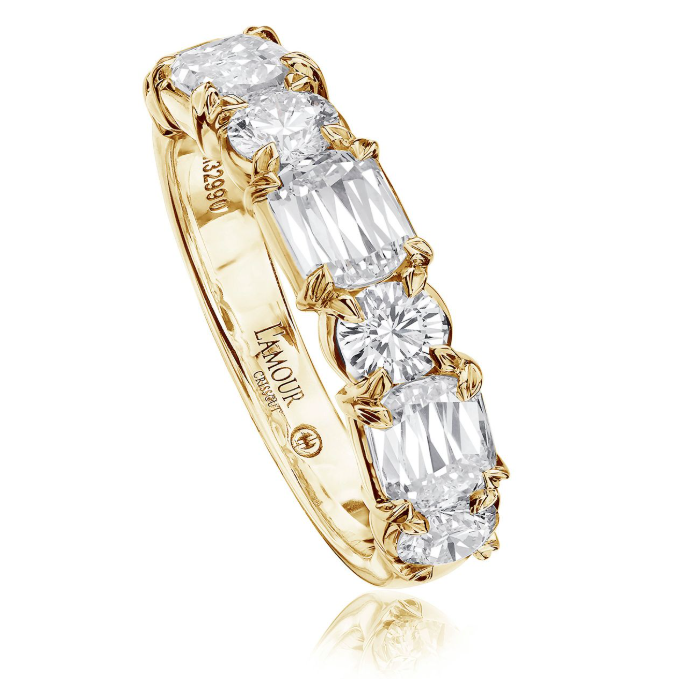 Christopher Designs Wedding Band Christopher Designs 18k Yellow Gold L'Amour and Round Diamond Band