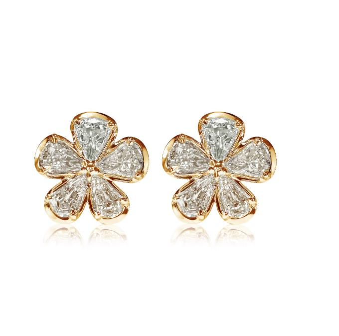 Christopher Designs Earring Christopher Designs 18k Yellow Gold Pear Cut Diamond Flower Earrings