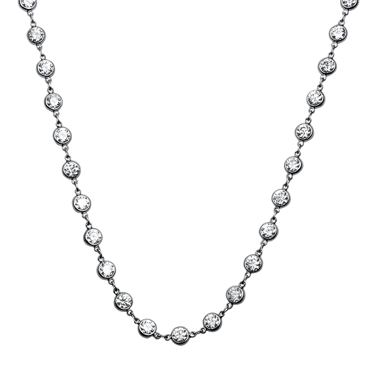 Christopher Designs Necklaces and Pendants Christopher Designs Platinum Round Diamond Bezel Strand Necklace