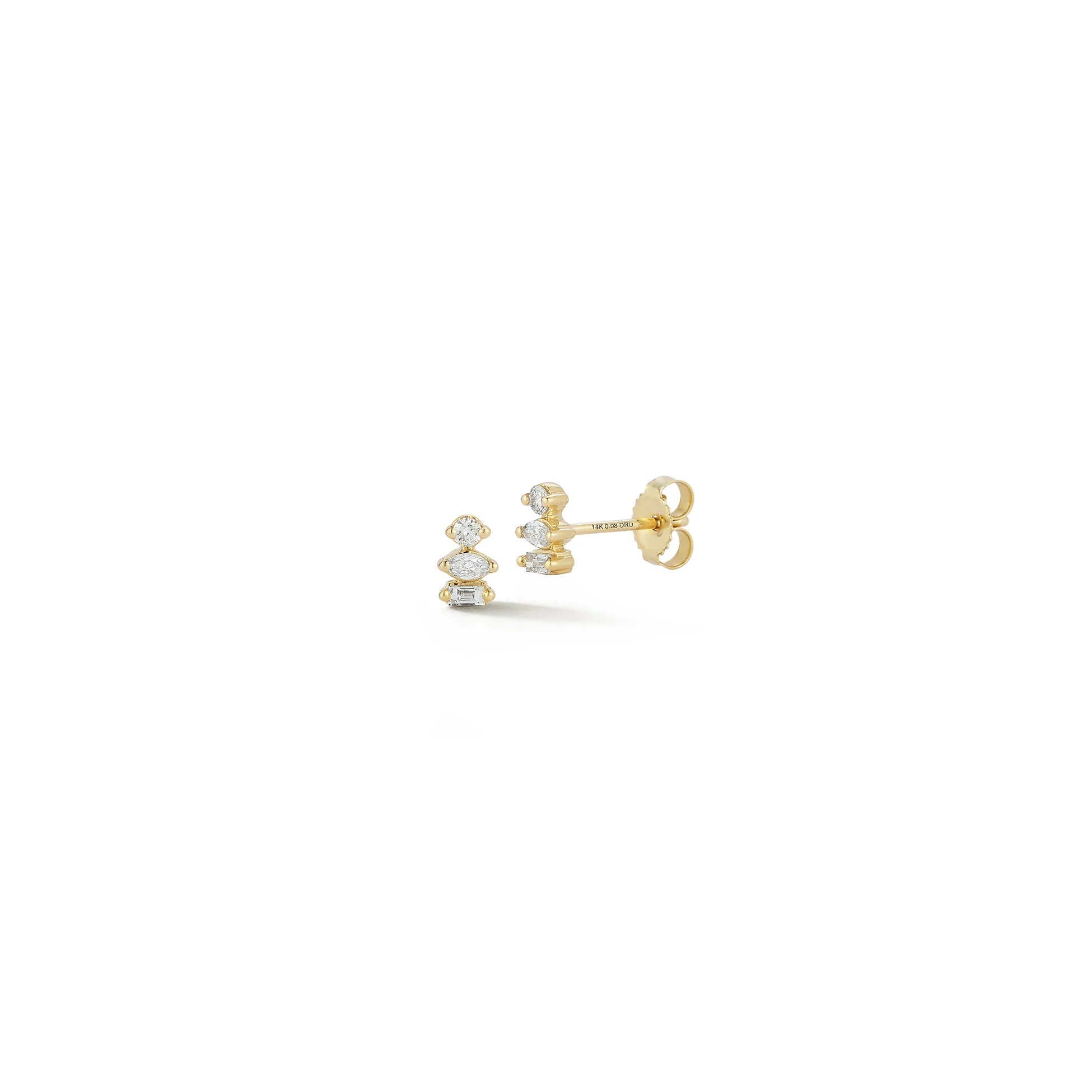 Dana Rebecca Designs Earrings Dana Rebecca 14k yellow gold Alexa Jordyn Multi-Shaped Stacked Bar Diamond Stud Earrings