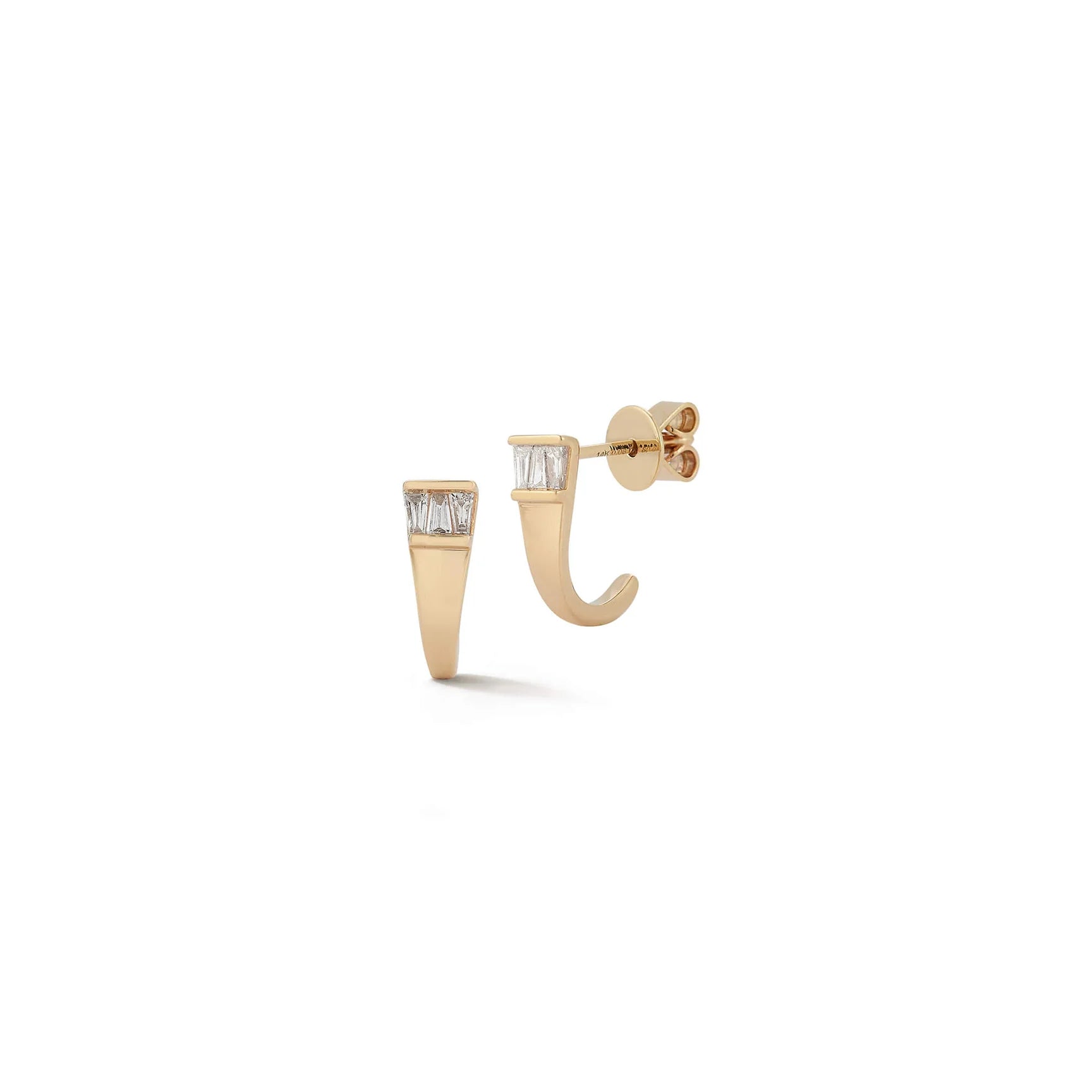 Dana Rebecca Designs Earrings Dana Rebecca 14k Yellow Gold Sadie Pearl Tapered Baguette Huggie Earrings