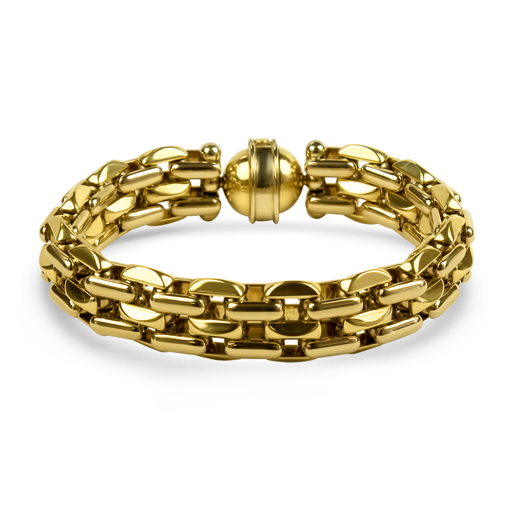 Estate AGA Correa Bracelet Baraka Estate 18K Yellow Gold Brick Link Bracelet