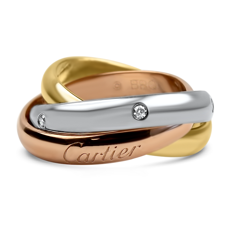 Estate Cartier Ring Cartier Estate 18k Gold Diamond Trinity de Cartier Rolling Diamond Ring 5