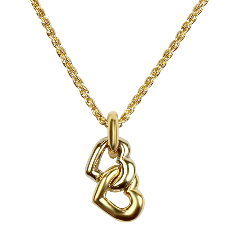 Estate Cartier Necklaces and Pendants Cartier Estate 18k Yellow & White Gold Double Heart Pendant Necklace