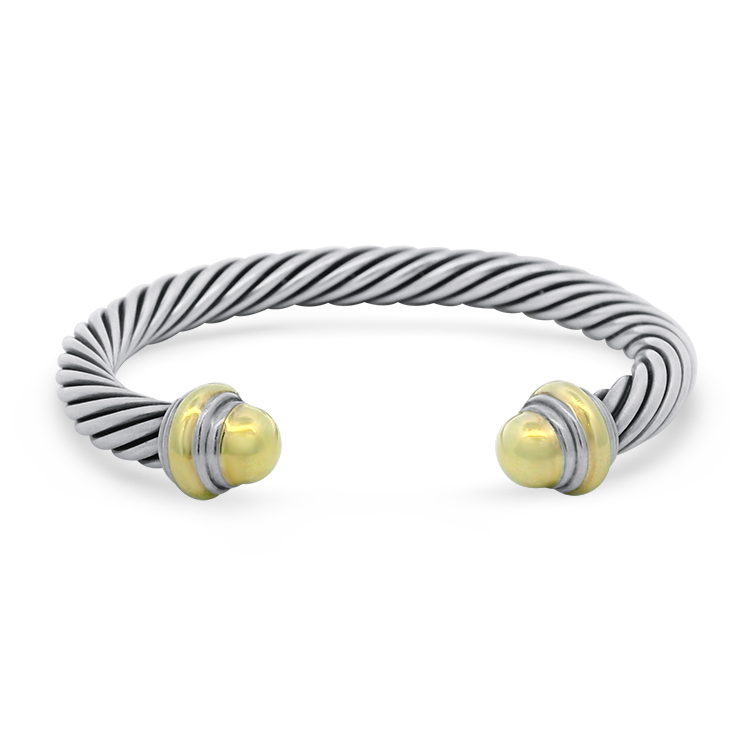 Estate David Yurman Bracelet David Yurman Estate Sterling Silver and 14k Yellow Gold Classic Cable Cuff