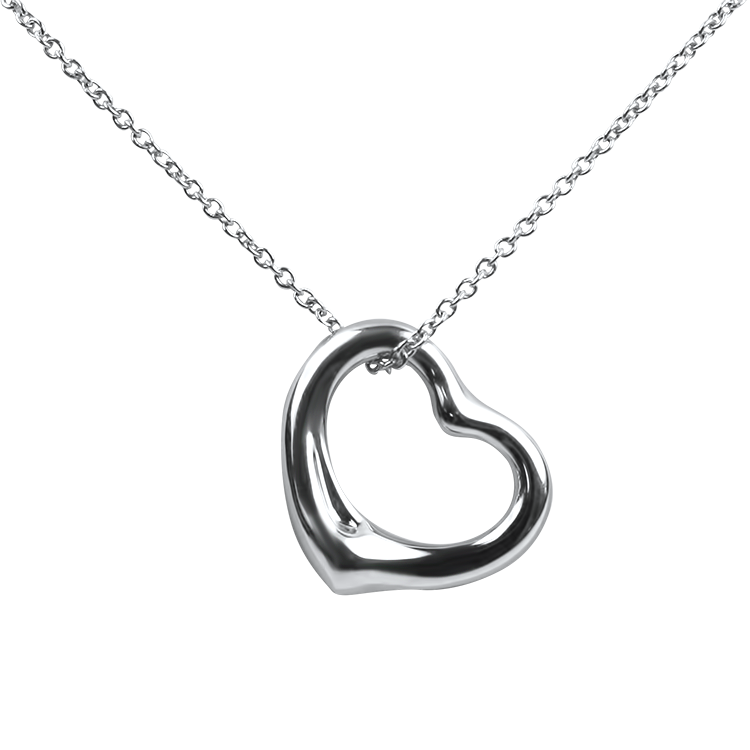 Estate Tiffany & Co. Necklaces and Pendants Estate Tiffany & Company Sterling Silver Elsa Peretti Open Heart Necklace