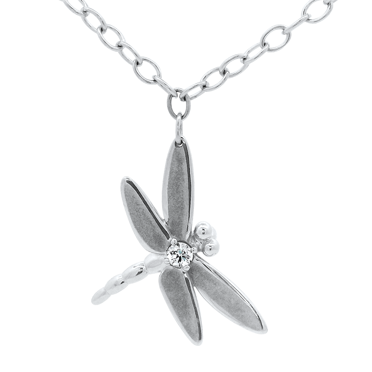 Estate Tiffany & Co. Necklaces and Pendants Tiffany & Co. Estate 18k White Gold Dragonfly Diamond Necklace