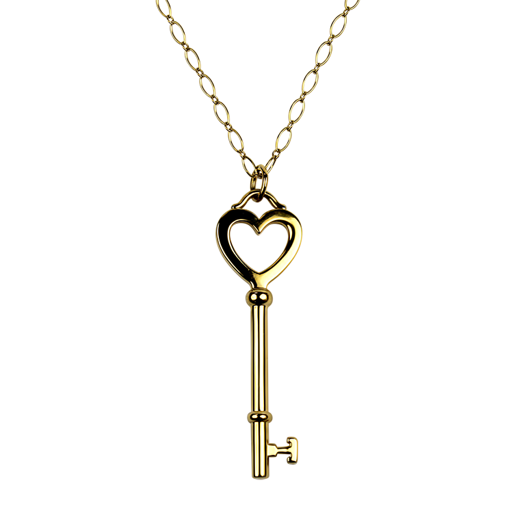 Estate Tiffany & Co. Necklaces and Pendants Tiffany & Co. Estate 18k Yellow Gold Heart Key Pendant Necklace