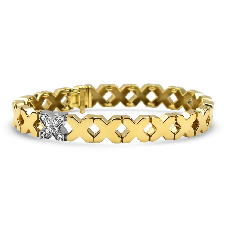 Estate Tiffany & Co. Bracelet Tiffany & Co. Estate 18k Yellow & White Gold Angela Cummings Diamond "X" Bracelet
